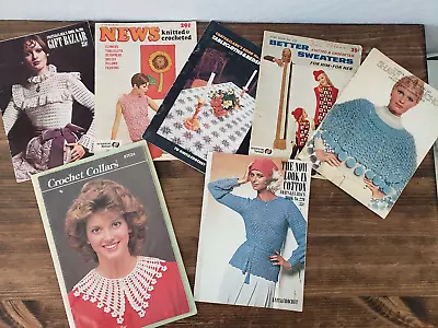 Lot Of 7 Vintage Mixed Knitting And Crochet Books Coats & Clark's Star Book • $7