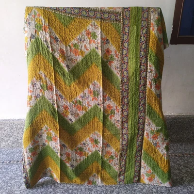 £22.79 • Buy Indian Handmade Vintage Quilt Kantha Bedspread Throw Cotton Blanket Ralli Gudari