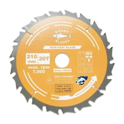 Circular Saw Blade 210mm X 20T TCT Cordless For Einhell Makita Etc Shark Blades • £8.50