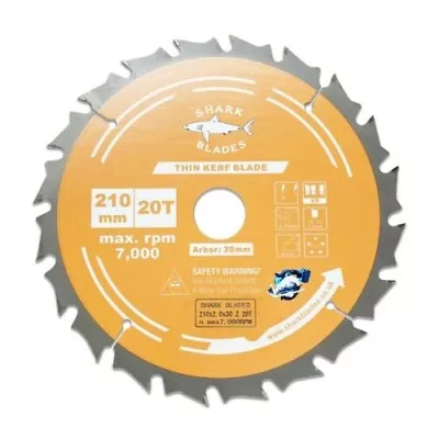 Circular Saw Blade 210mm X 20T TCT Cordless For Einhell Makita Etc Shark Blades • £8.50