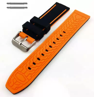 Black & Orange Double Side Rubber Silicone Replacement Watch Band Strap Belt #63 • $12.95