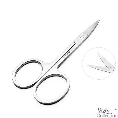 Curved Scissors Small Nail Sharp Eyebrow Cuticle Beauty Trimmer Stainless Steel • £1.99