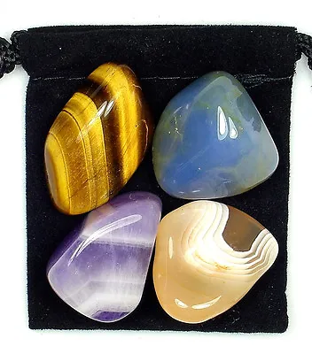 EYE And VISION REPAIR Tumbled Crystal Healing Set = 4 Stones + Pouch + Card • $10.99