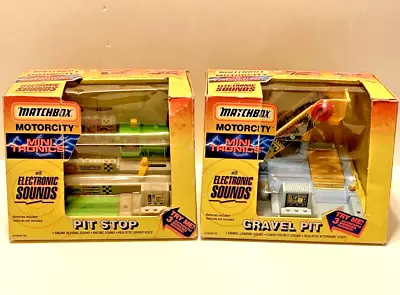 Vintage 1992 Matchbox Motorcity Mini Tronics Pit Stop & Gravel Pit - New In Box • $75