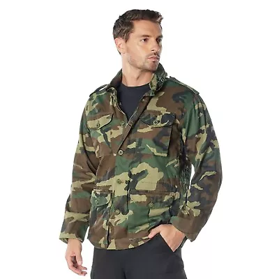 Mens Woodland Camouflage Lightweight M-65 Military Style Field Jacket Coat • $89.99