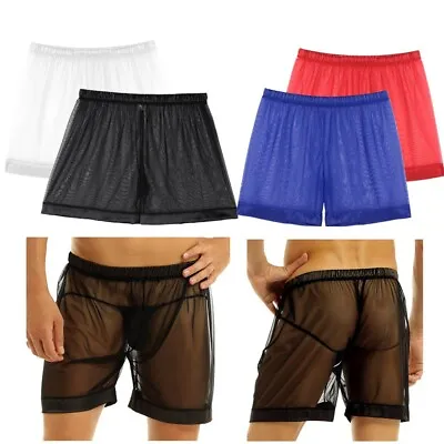 £10.09 • Buy Sexy Mens Mesh Boxer Briefs Underwear See Through Short Trunks Lounge Panties