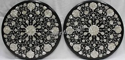 Set Of 2 Pieces Marble Coffee Table Top Mother Of Pearl Inlay Work Corner Table • $895.05