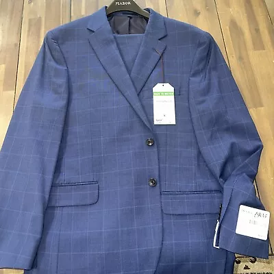 NWT Jos A Bank 1905 Suit 46R 40W Navy Blue Window Pain $698 • $70