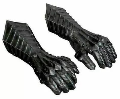 Medieval Gauntlets Nazgul Black Antique Steel Armor Gloves Crusader Larp Cosplay • $49