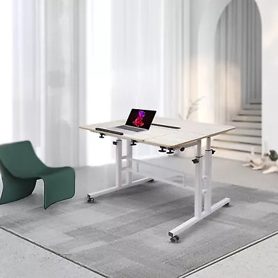 Adjustable Rolling Laptop Desk Office Computer Table Mobile Stand Up Workstation • $66.49