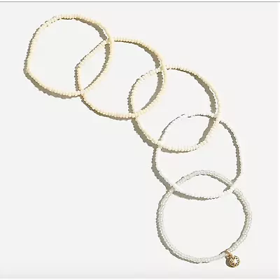 NWT J. Crew Ivory & Cream Beaded Bracelet Set - Set Of 5 • $22