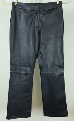 Vs2 By Vakko Womens Black Lambs Leather Pants Fully Lined Sz 4 (29x28) Vintage • $29.99