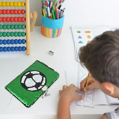 Fashion For Kids School Football Pattern Sequin Journal With Lock Keys • $27.66