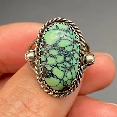 Vintage Southwestern Turquoise Silver Ring Size 7 • $145