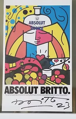 Romero Britto Framed Iconic Absolut Ad Art Hand Signed In Person Wall Decor New • $299.95