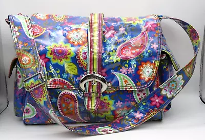 Kalencom New Orleans Diaper Bag Laminated Buckle Bag Tote Cobalt Paisley Floral  • $22.49