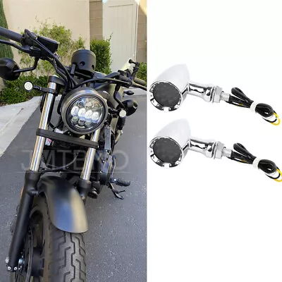 Chrome Motorcycle LED Blinker Turn Signals Light For Honda Rebel 250 300 450 500 • $22.29