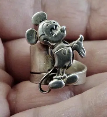 Vintage 60's Walt Disney Prod. Sterling Silver Mickey Mouse Wrap Ring • $39.75