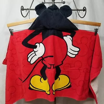 Disney Mickey Mouse Red Cotton Graphic Print Hooded Kids Beach Wrap Around Towel • $17.95