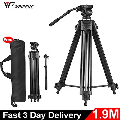 $179.99 • Buy WeiFeng 1.9M Professional Video Tripod Heavy Duty Camera Camcorder Fluid Head