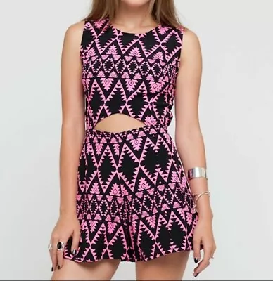 Motel Rocks Tribal Pink And Black Cut Out Romper • $18.99