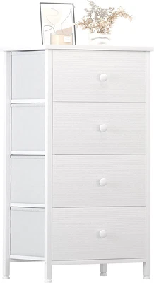 $23.99 • Buy BOLUO 4 Drawer Dresser & Chests Of Drawers Small Skinny Fabric Storage, White 