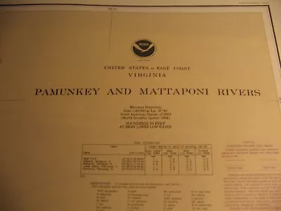 NOAA Nautical Chart Map Pamunkey Mattaponi Rivers  Virginia #12244 • $25