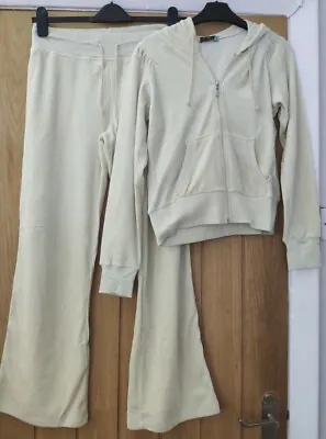 New (Other) Beige Velour Tracksuit Lounge Suit Size 12 30  Leg • £17.99