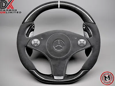 Mercedes R230 SL63 W219 CLS63 R171 SLK55 White Alcantara Carbon Steering Wheel 1 • $2349