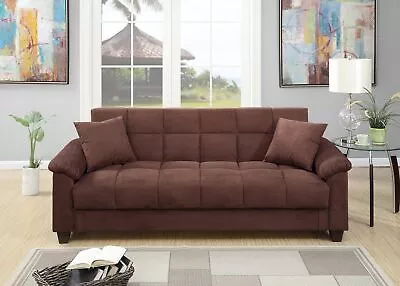 Modern Living Room Microfiber Plush Storage Couch  Futon Sofa With Pillows • $881.68