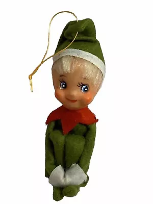 Vintage 1950's Knee Hugger Christmas Green Felt Pixie Elf Doll Japan • $16.25