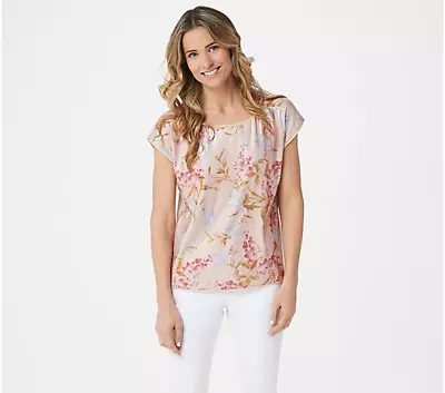 Vince Camuto Drop Shoulder Wildflower Sequin Knit Back Blouse-A353316-NEW • $19.99