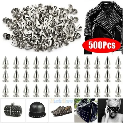 500PCS Trendy 10MM Silver Spots Cone Screw Metal Studs Rivet Bullet Spikes Kit • $27.99