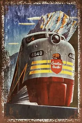 Canadian Pacific Railway Train Travel Advert Vintage Retro Style Metal Sign • £3.94