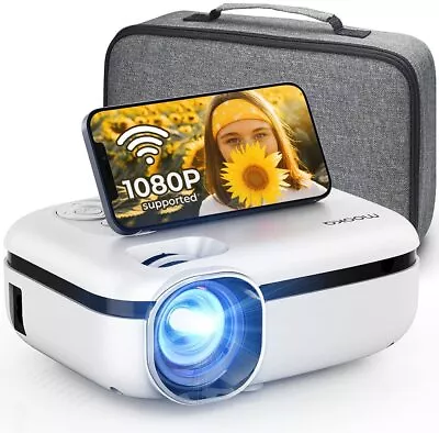 MOOKA WiFi Projector 1080P Full HD 4K W/ 200  Size Video Mini Projector 8000LM • $85.99