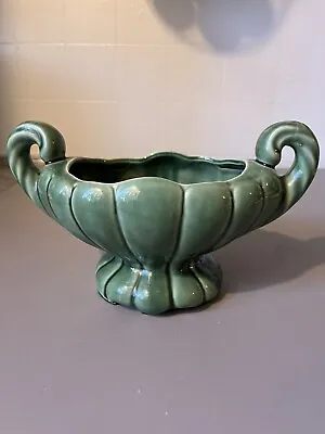 Vintage Double Scroll Handle Green Planter Marked USA 140 • $12.90