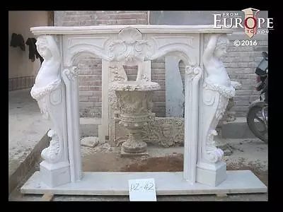 Beautiful Hand Carved Victorian Style Solid Marble Fireplace Mantel - Lst38 • $4500