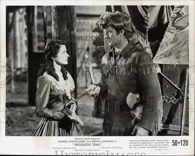 1950 Press Photo George Montgomery And Brenda Marshall In  Iroquois Trail  Scene • $16.99