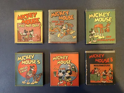 MICKEY MOUSE: Set Of 6 WEE LITTLE BOOKS - Rare!! 3.5  Vtg 1934 Disney • $399