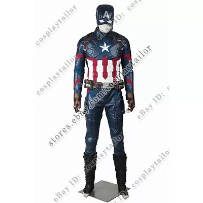 Captain America 3 Civil War Steve Rogers Cosplay Dark Blue Jumpsuit Halloween • $469.99