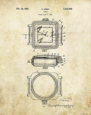 Rolex Men's Watch Collector Vintage 1941 Patent Art Print Office Wall Decor • £9.59