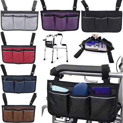 Outdoor Wheelchair Side Pouch Storage Bag Armrest Pocket Organizer Holder New • $12.78