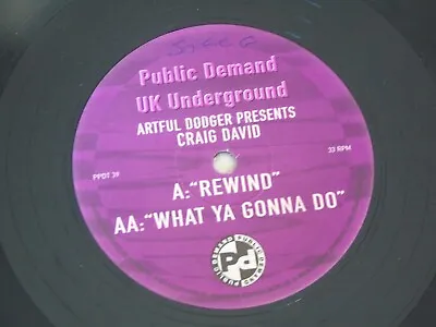 CRAIG DAVID - Rewind - (Artful Dodger Presents) - UK 2-track 12  Vinyl Single • $11.87