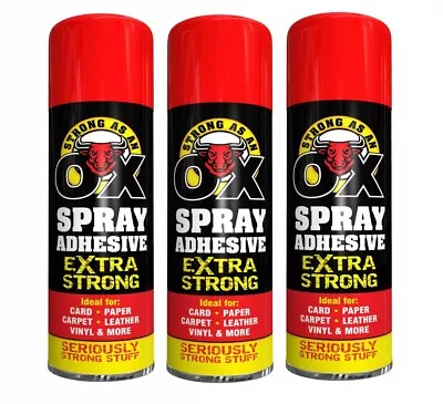 New 3 X 500ml SAAO Heavy Duty Spray Adhesive Glue For Carpet Tile Craft Fabric • £12.25