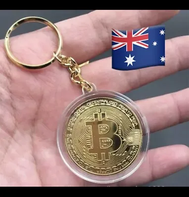 Bitcoin Gold Plated Keyring Keychian Collectable Gift Capsule Key Ring • $5.99