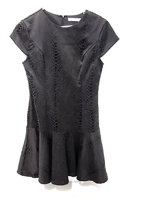 Mustard Seed Womens Dress S Drop Waist Ruffle Hem Black Snake Print Short Sleeve • $14.18