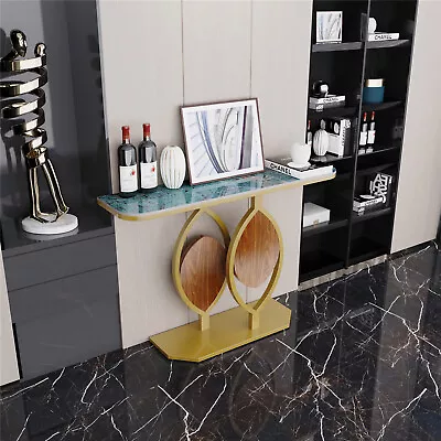 120cm Modern Marble Narrow Entryway Table Storage Foyer Table Gold Metal Legs • $219.95