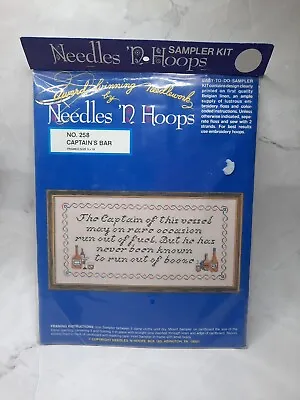 Vintage Needles N Hoops Cross Stitch Sampler Kit Captains Bar 258 Humor Mancave • $17.99