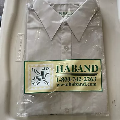 Haband Mens Guayabera Shirt Size L 16.5 Gray Short Sleeve Button Up New • $2