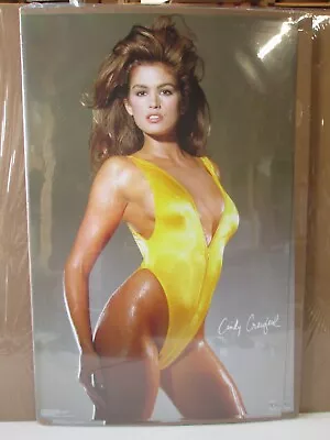 $44.97 • Buy Vintage Cindy Crawford 1990 Hot Girl Poster Girl Yellow Swimsuit Model 15576